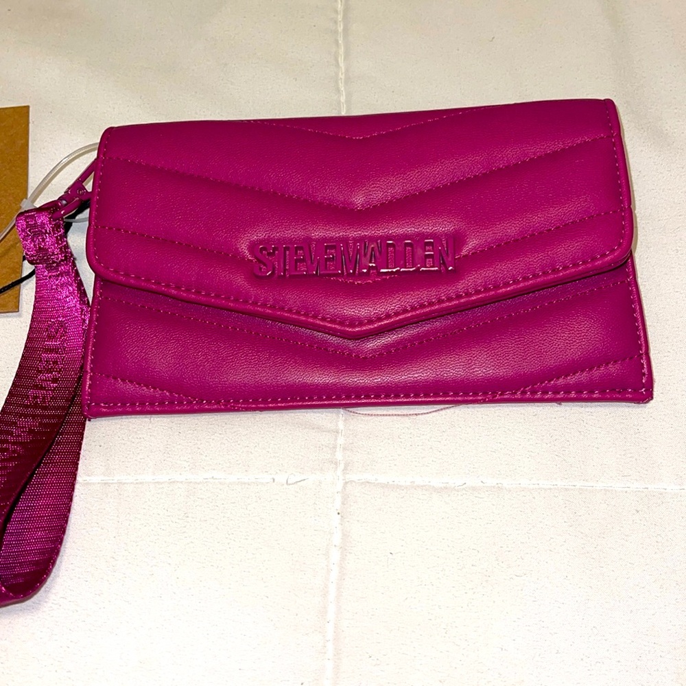 Steve Madden Pink Purple Quilted Wristlet Wallet